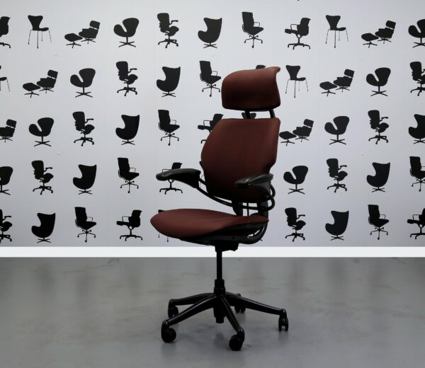 Refurbished Humanscale Freedom High Back Task Chair - Newmarket Wine Leather - With Headrest
