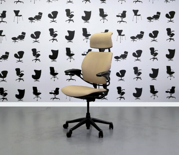 Refurbished Humanscale Freedom High Back Task Chair - Newmarket Sesamo Leather - With Headrest