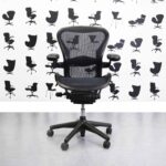 Refurbished Herman Miller Aeron - Size B - Blue Pencil Mesh - Corporate Spec