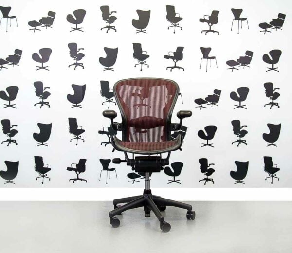 Refurbished Herman Miller Aeron Size A Office Chair with Red Mesh