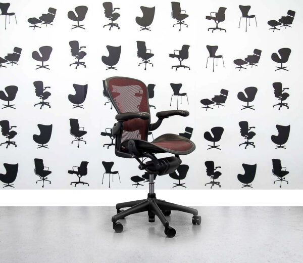 Refurbished Herman Miller Aeron Size C Office Chair with Red Mesh - Corporate Spec 1