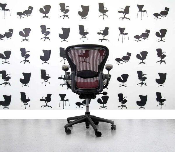 Refurbished Herman Miller Aeron Size C Office Chair with Red Mesh - Corporate Spec 2
