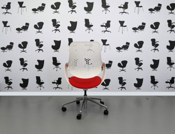 Refurbished Boss Design COZA-Red fabric seat - White Plastic Back