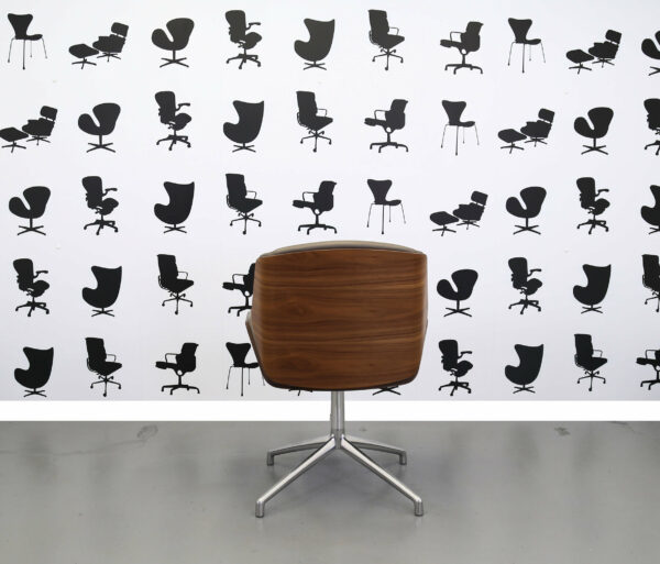 Refurbished Boss Design - Kruze Swivel- Oak Wood Frame - Grey Leather Seat