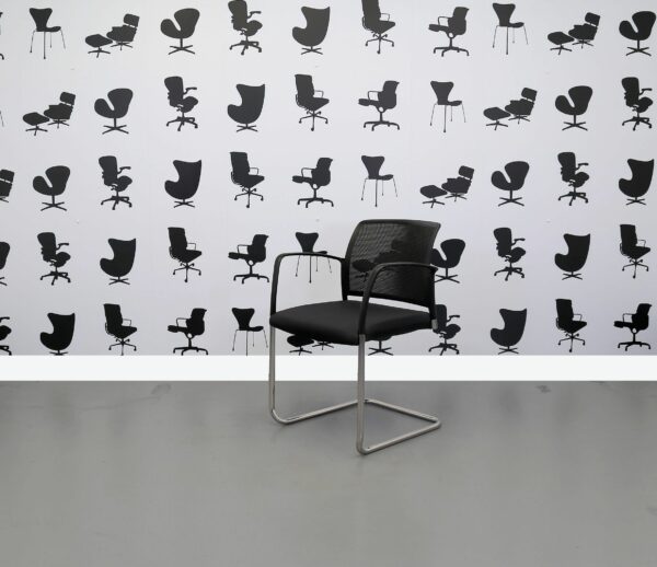 Refurbished Boss Design - Mars Komac - Cantilever Meeting Chair -Black Back Navy Seat