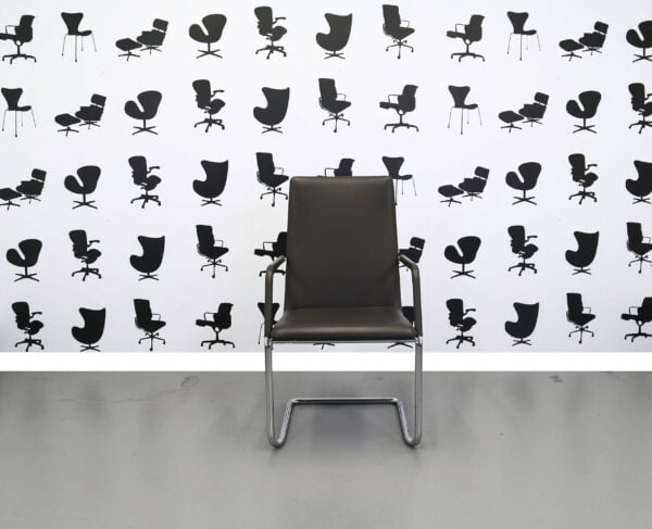 Refurbished Brunner Fina Soft Stacking Chair - Grey Leather