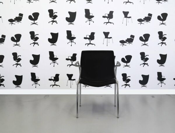 Refurbished Kusch Co Capa 4200 Stacking Meeting Chair - Black Fabric - Chrome Frame