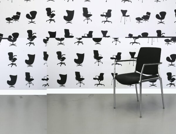 Refurbished Kusch Co Capa 4200 Stacking Meeting Chair - Black Fabric - Chrome Frame