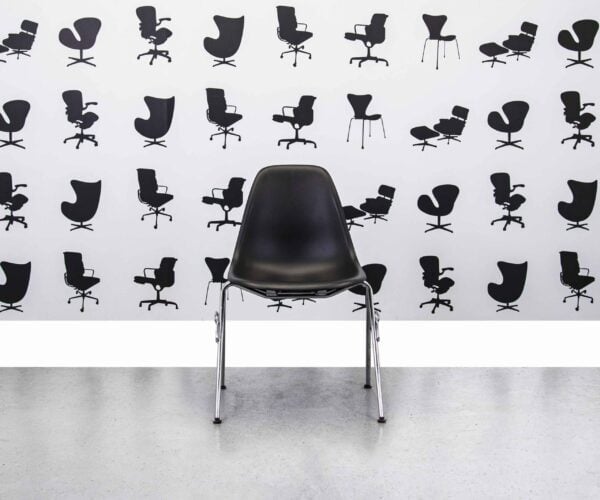 Refurbished Vitra Eames Plastic Side Chair DSS - Black - Corporate Spec