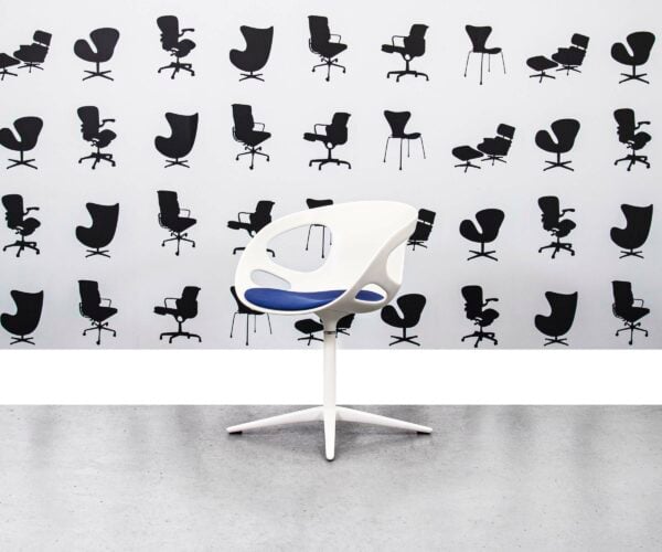 Refurbished Fritz Hansen Rin Conference Chair White Frame with Blue Padding - Corporate Spec 1