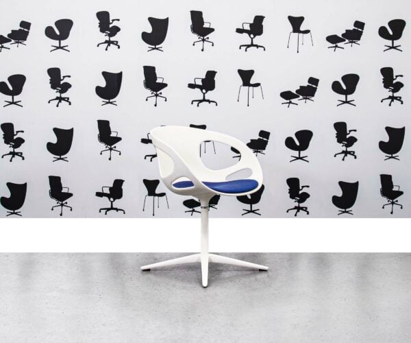 Refurbished Fritz Hansen Rin Conference Chair White Frame with Blue Padding - Corporate Spec 2