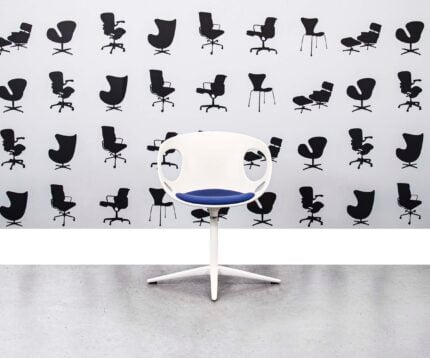 Refurbished Fritz Hansen Rin Conference Chair White Frame with Blue Padding - Corporate Spec