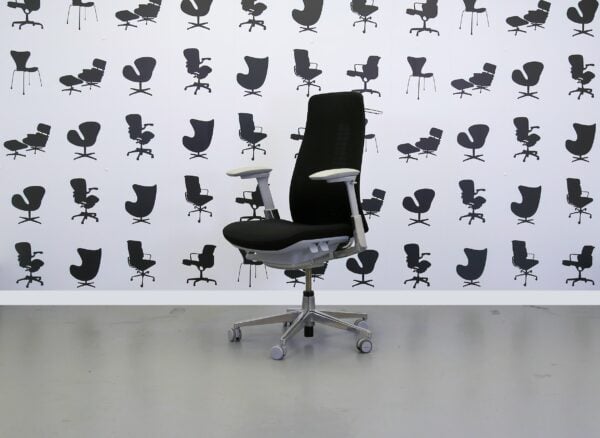 Refurbished Haworth Fern Chair - Black Fabric Seat With Black Mesh Back