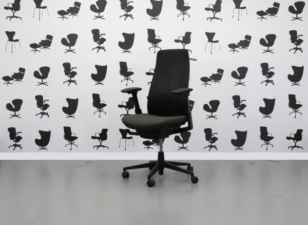Refurbished Haworth Fern Chair - Grey Fabric Seat With Black Mesh Back