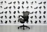 Refurbished Herman Miller Aeron Size B Grey Tuxedo Mesh - Lumber - Image 2