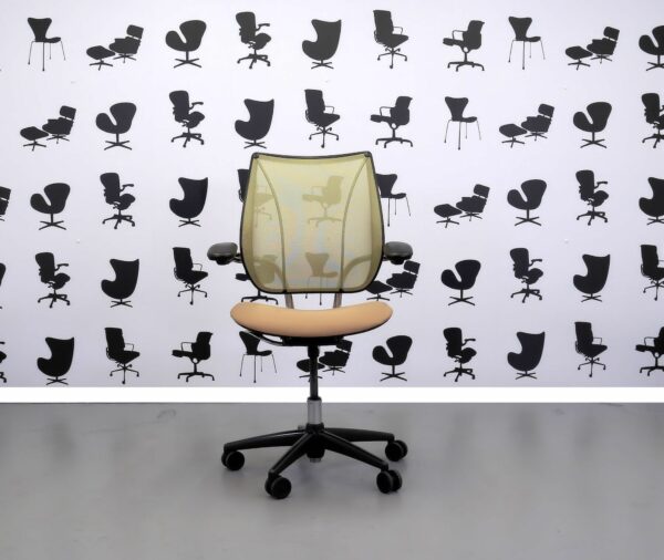 Refurbished Humanscale Liberty Task Chair - Chrome Gold Mesh - Sandstorm Seat