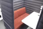 Refurbished Vitra Alcove Cabin - Mid-Gray Panel with Red Fabric Sofa - Corporate Spec 4
