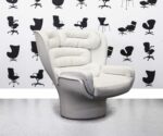 Refurbished Comfort Italy Elda Lounge Chair by Joe Colombo - White Leather - Corporate Spec - 1