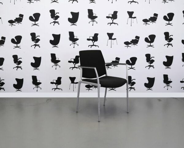 Refurbished Kusch Co Capa 4200 Stacking Meeting Chair - Black Fabric - Grey Metal Frame