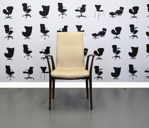 Refurbished Kusch Co 35574 Yara Cream Leather Dinning Chair - Wood Frame