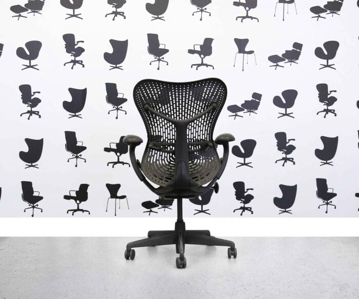 Refurbished Herman Miller Mirra Chair Full Spec - Grey Mesh Seat - Black Back - Corporate Spec 2