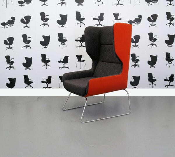 Refurbished Naught One - Hush Chair - Orange and Grey Fabric - Chrome Legs
