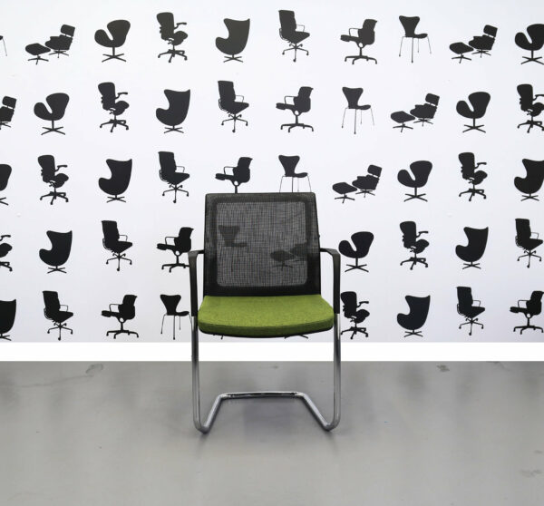 Refurbished Orangebox Workday Cantilever Meeting Chair - Black/Green/Chrome