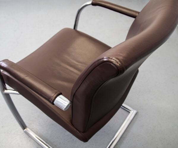 Refurbished Orangebox Wave 03 Meeting Chair - Brown Leather - Corporate Spec 5