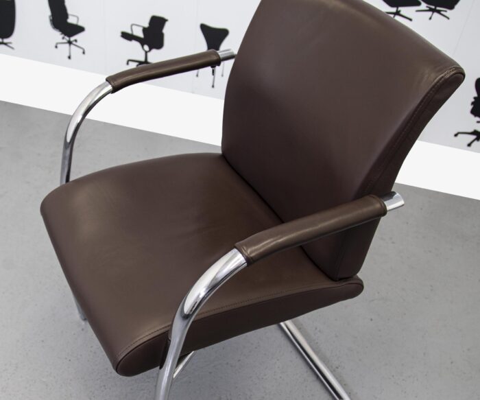 Refurbished Orangebox Wave 03 Meeting Chair - Brown Leather - Corporate Spec 4