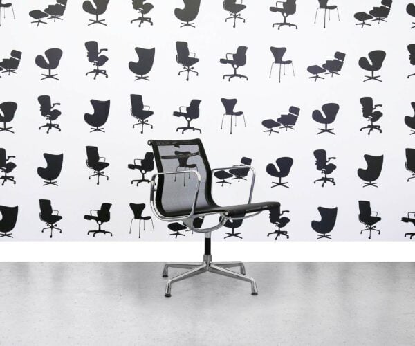 Refurbished Vitra Charles Eames EA108 Office Chair - Black Mesh and Chrome Frame - Corporate Spec 2