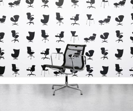 Refurbished Vitra Charles Eames EA108 Office Chair - Black Mesh and Chrome Frame - Corporate Spec 1