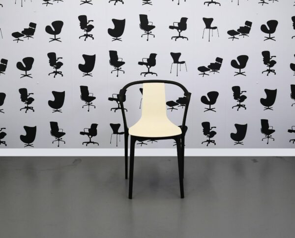 Refurbished Vitra Bellevill Meeting Chair - Cream Plastic Seat - Black Frame