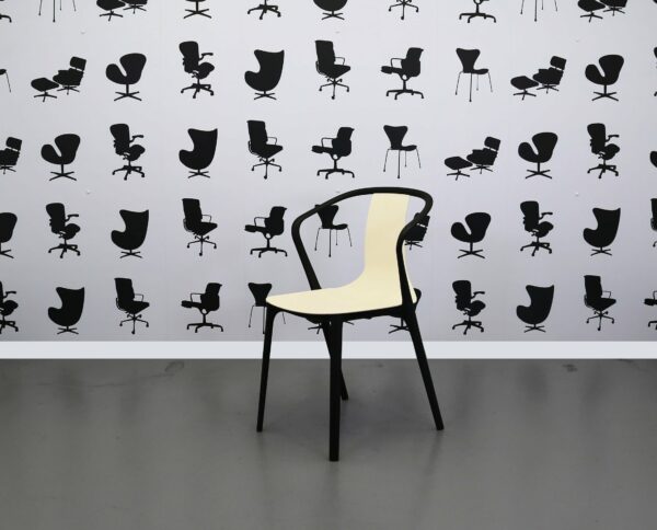 Refurbished Vitra Bellevill Meeting Chair - Cream Plastic Seat - Black Frame