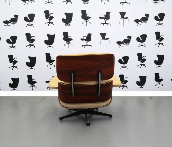 Refurbished Vitra Charles Eames Lounge Chair - Beige Leather - Plywood Frame