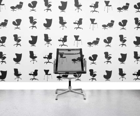 Refurbished Vitra Charles Eames EA108 Office Chair - Black Mesh and Aluminum Frame - Corporate Spec