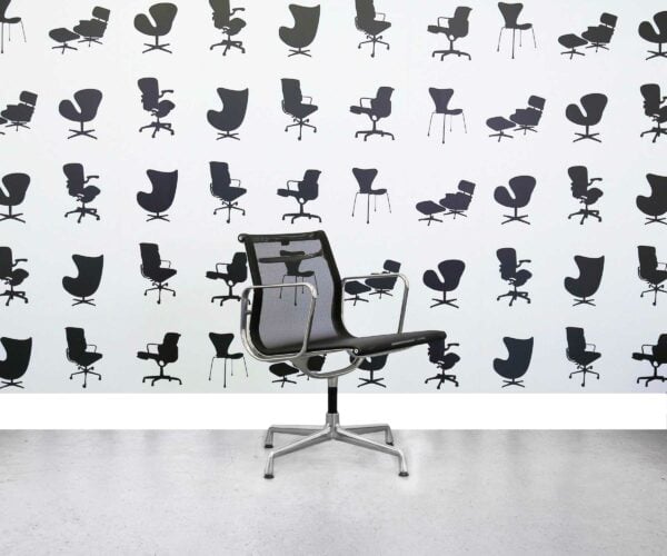 Refurbished Vitra Charles Eames EA108 Office Chair - Black Mesh and Aluminum Frame - Corporate Spec 1