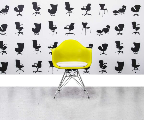 Refurbished Vitra Charles Eames DAR Chair - Sunlight Frame with White Leather Seat - Corporate Spec