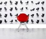 Refurbished Vitra Charles Eames DAR Chair - Poppy Red Frame with Grey Leather Seat - Corporate Spec 1