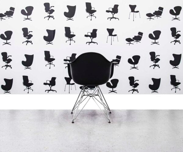 Refurbished Vitra Charles Eames DAR Chair - Deep Black Frame with Green Leather Seat - Corporate Spec 2