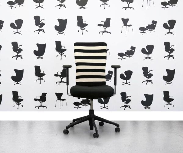 Refurbished Vitra T-Chair -Black and White Stripe Office Swivel Chair - Corporate Spec 2