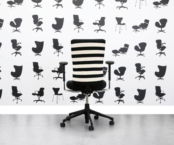 Refurbished Vitra T-Chair -Black and White Stripe Office Swivel Chair - Corporate Spec
