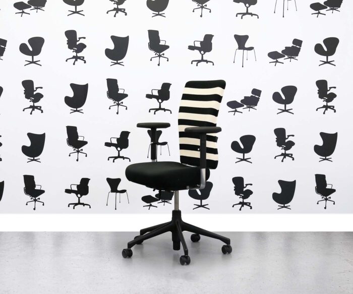 Refurbished Vitra T-Chair -Black and White Stripe Office Swivel Chair - Corporate Spec 1