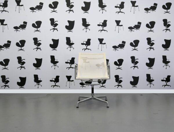 Refurbished Vitra Charles Eames EA108 Office Chair - White Mesh and Chrome Frame