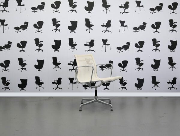 Refurbished Vitra Charles Eames EA108 Office Chair - White Mesh and Chrome Frame