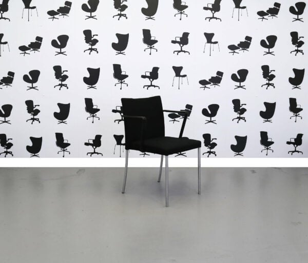Refurbished Walter Knoll Jason Lite Black - Leather Armrest - Stackable Meeting Chair