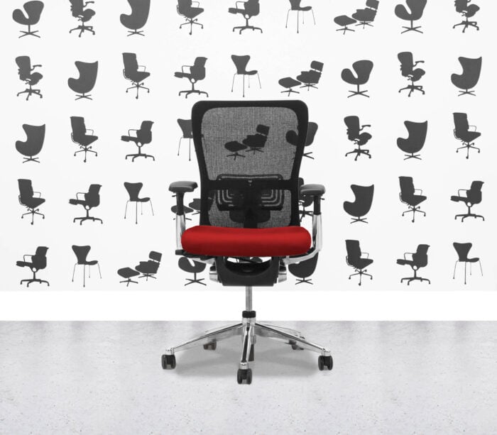 Refurbished Haworth Zody Desk Chair FULL SPEC - Black Mesh and Calypso Seat - Polished Aluminium Frame - Corporate Spec