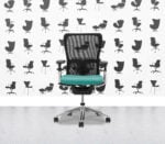 Refurbished Haworth Zody Desk Chair FULL SPEC - Black Mesh and Campeche Seat - Polished Aluminium Frame - Corporate Spec