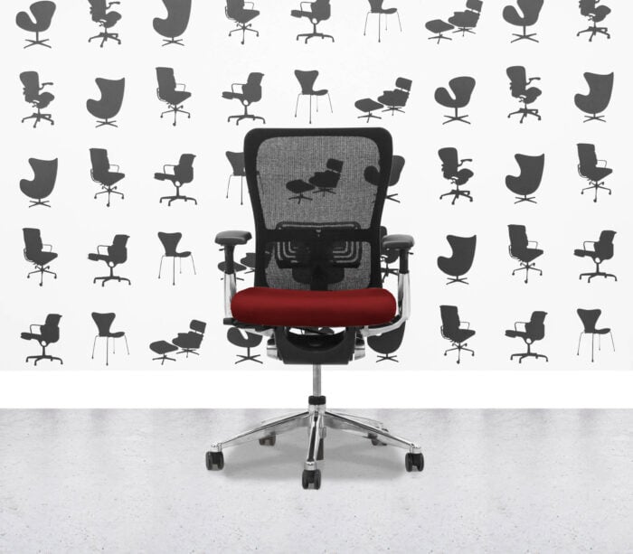 Refurbished Haworth Zody Desk Chair FULL SPEC - Black Mesh and Guyana Seat - Polished Aluminium Frame - Corporate Spec