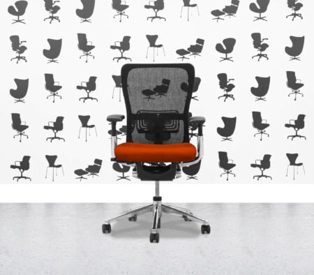 Refurbished Haworth Zody Desk Chair FULL SPEC - Black Mesh and Lobster Seat - Polished Aluminium Frame - Corporate Spec