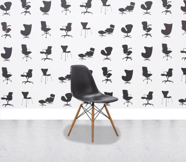 Refurbished Vitra Eames Plastic Side Chair DSW - Black - Corporate Spec 1